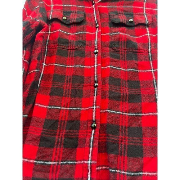 Chaps Red And Black Plaid Button Up Shirt Woman’s Large - Picture 4 of 8
